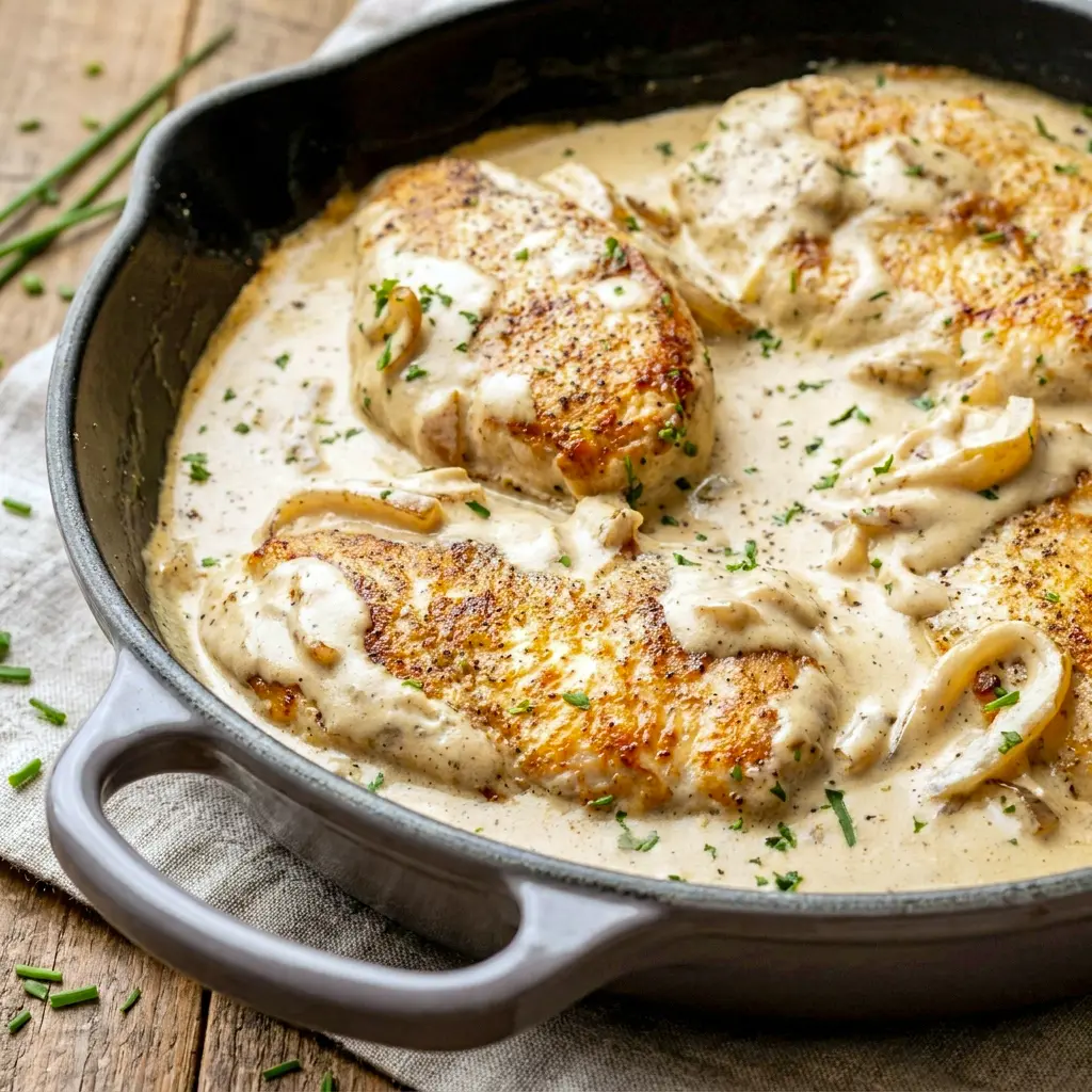 Sour Cream and Onion Chicken plated with vegetables, a simple option for Poultry Recipes and weeknight meals.