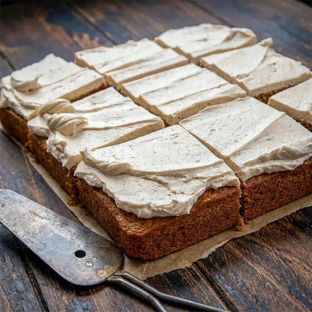 A rich holiday square of Frosted Gingerbread Brownies topped with smooth frosting, perfect for Ginger Bread Ideas and cozy baking.