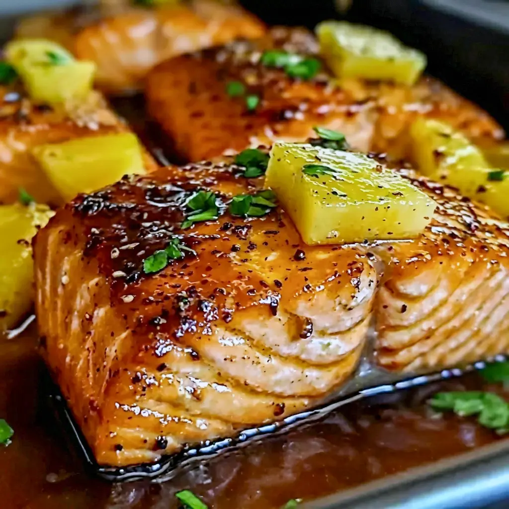 Honey Pineapple Glazed Salmon plated with fresh lime and a bright Hawaiian Salmon finish.
