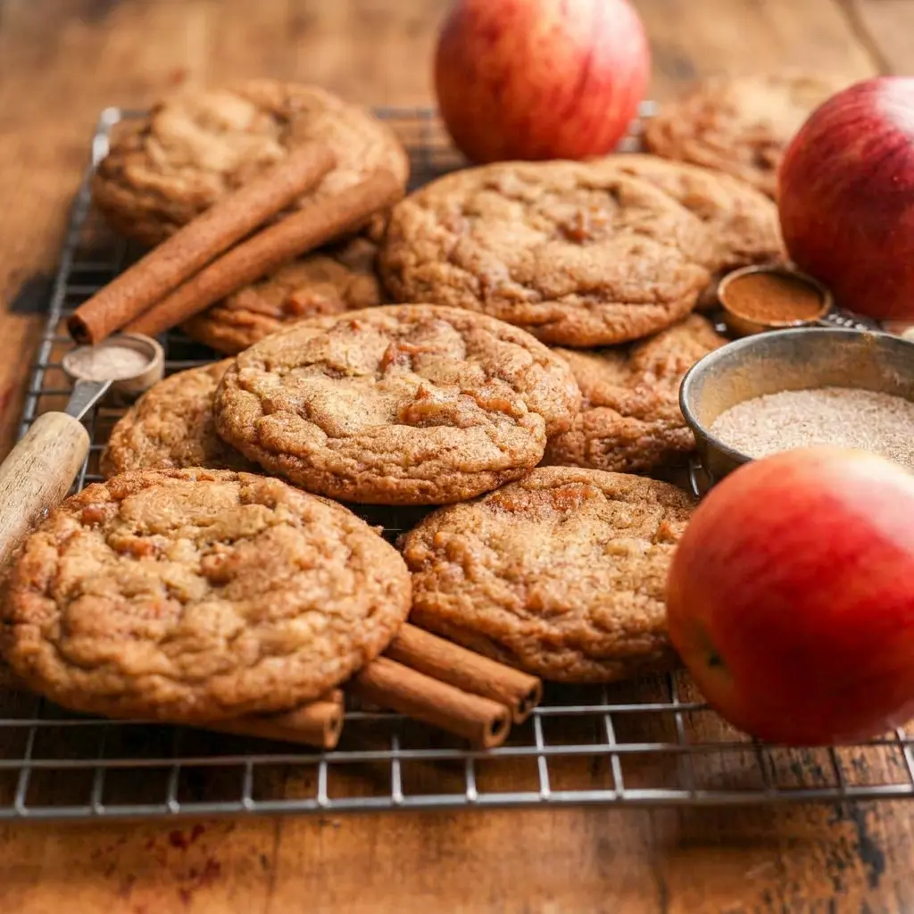 Close-up Apple Snickerdoodles served with coffee, a bakery-style Boulangerie treat for home bakers.