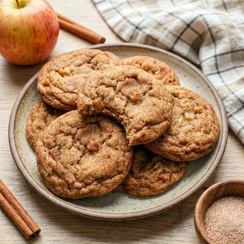 Warm Apple Snickerdoodles with a cinnamon sugar coating, perfect Baking Sweets for a fall treat.
