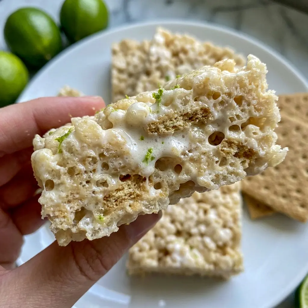 Key Lime Pie Rice Krispie Treats cut into neat squares, a playful twist on Unique Rice Crispy Treats for parties.