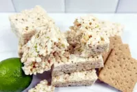 A bright pan of Key Lime Pie Rice Krispie Treats with a citrusy twist and Key Lime Rice flavor for a fun summer dessert.