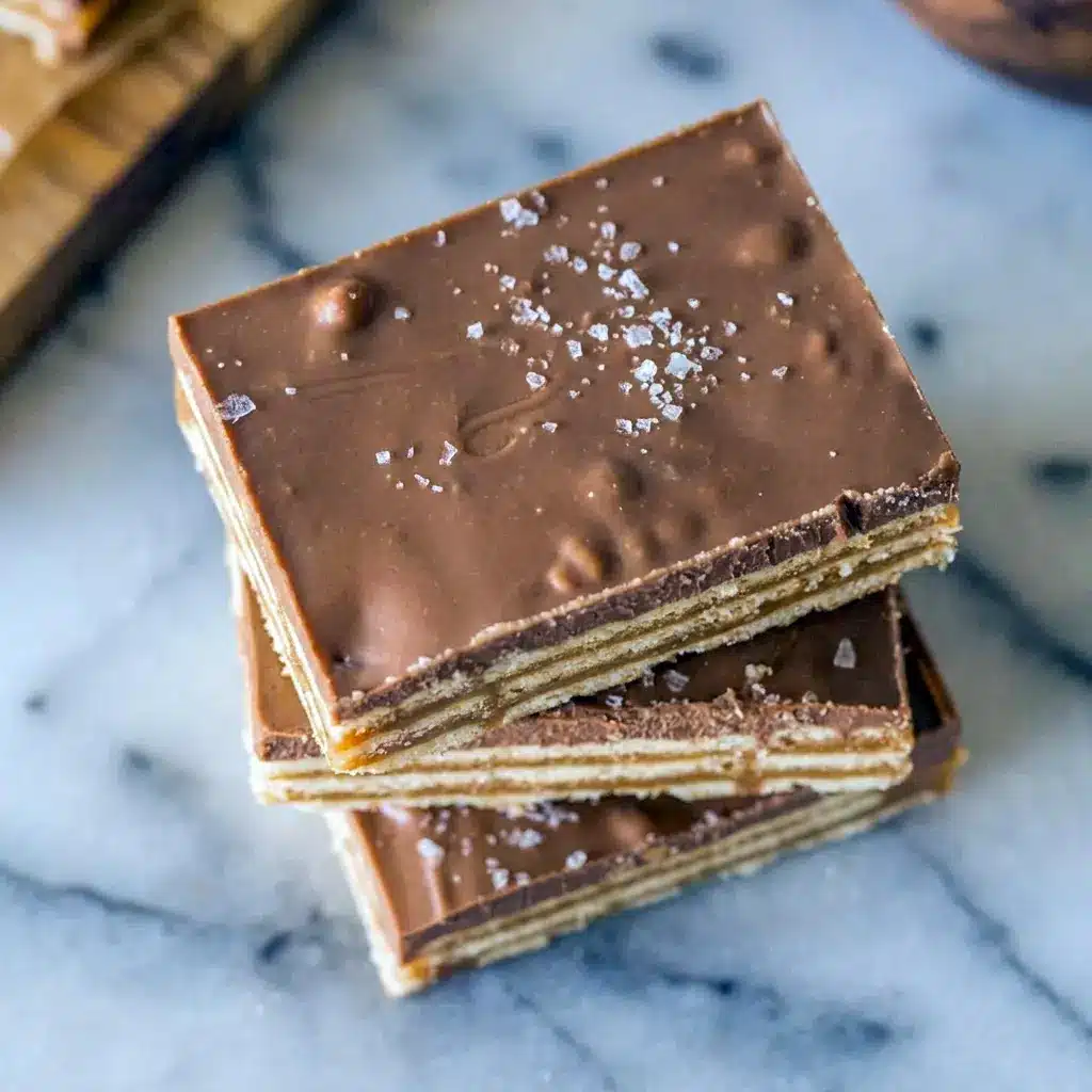 Salt River Bars finished with sea salt for an irresistible Sweet & Salty S’mores Bars inspired treat on a tray.