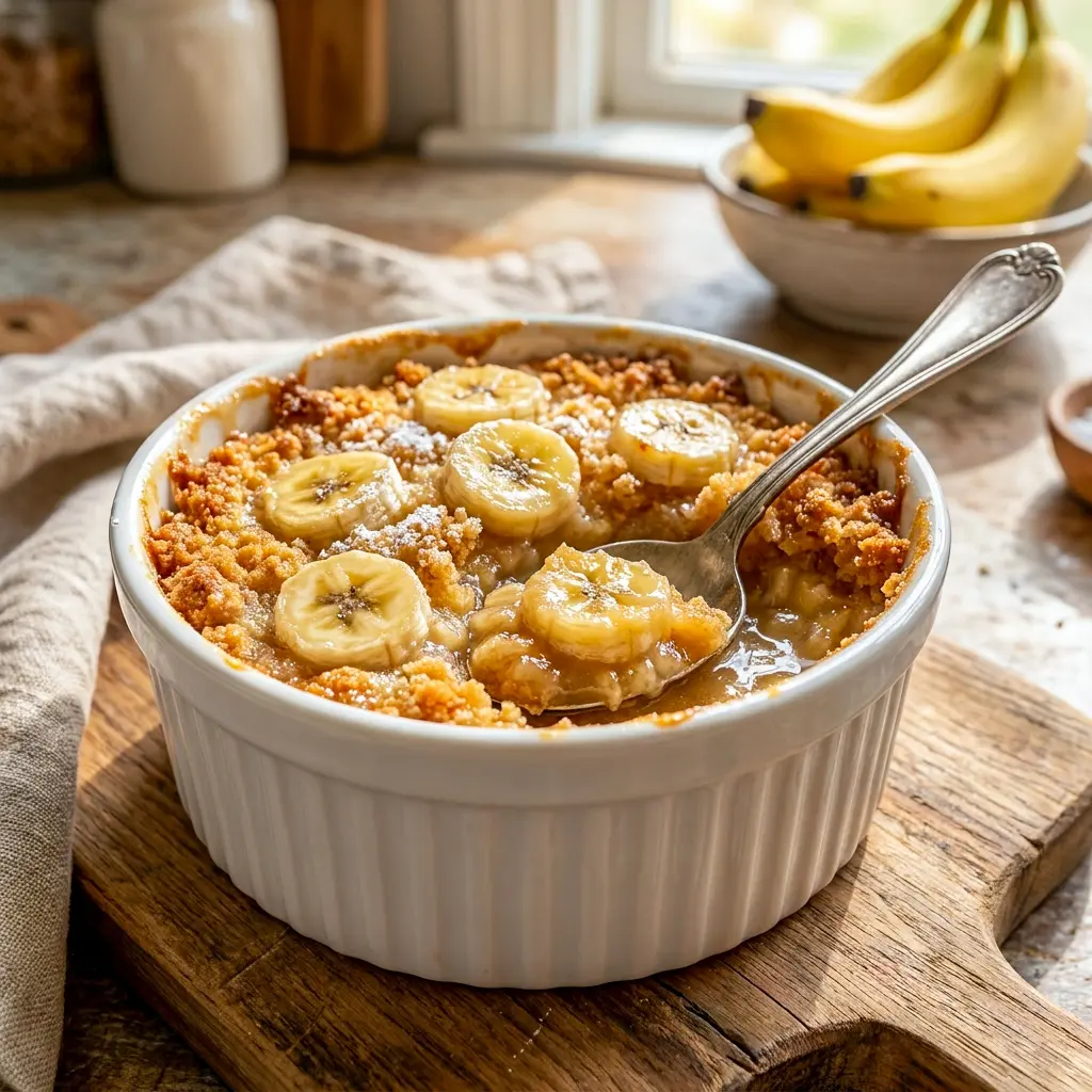 Freshly baked Southern Banana Cobbler topped with whipped cream, a delicious pick for Things To Do With Ripe Bananas and cozy dessert cravings.