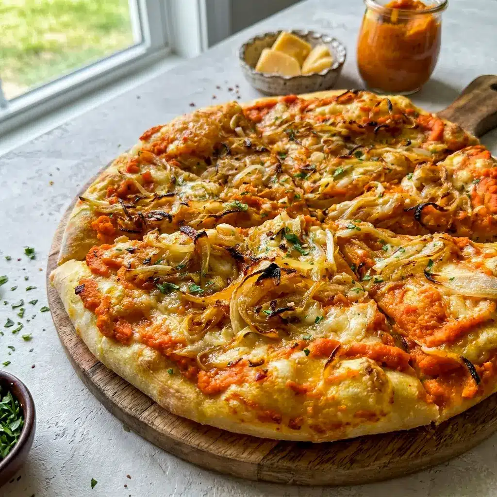 5 Ingredient Pumpkin Gouda Pizza is perfect for Vegetarian Fall Dinners, bringing warm fall flavor to an easy homemade pizza night.