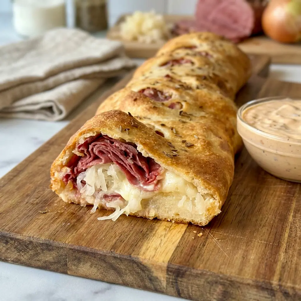 Reuben Stromboli delivers bold flavor like a savory Pastrami Stromboli, but with the classic Reuben twist.