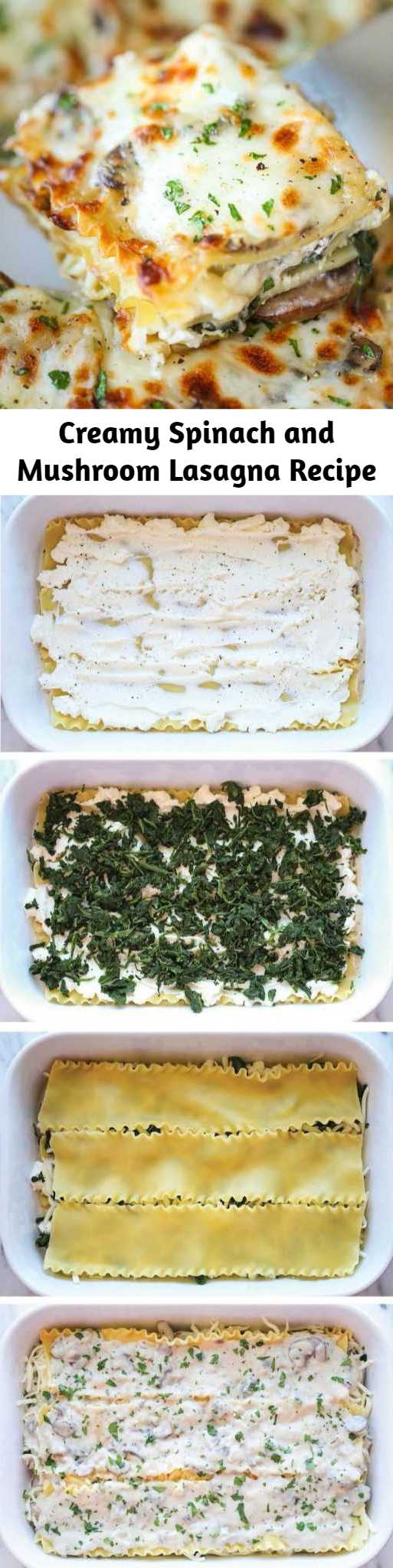 Creamy Spinach and Mushroom Lasagna Recipe - This is sure to become a family favorite. Best of all, it’s freezer-friendly and can also be made ahead of time!