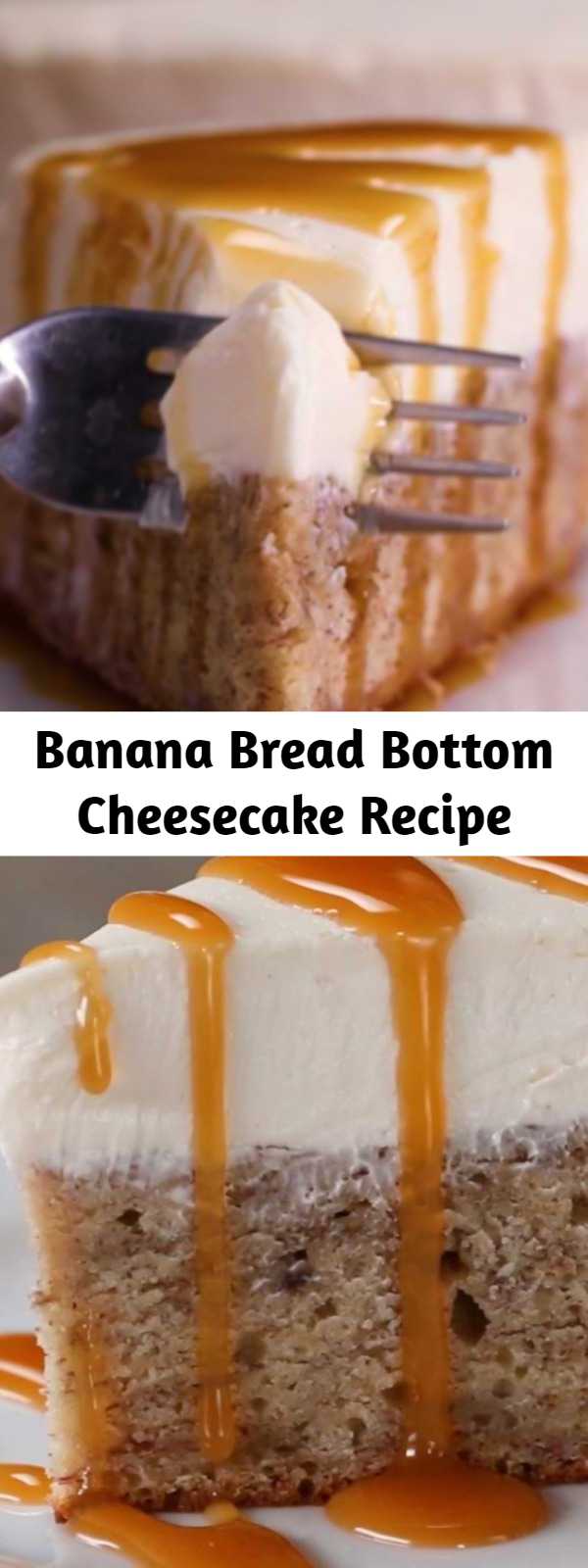 Banana Bread Bottom Cheesecake Recipe - It is soo darn easy to make and holy moly is it decadent and rich.  The banana bread layer smelled absolutely heavenly baking and turned out sooo moist and delicious, and the cheesecake layer couldn’t have been more creamy or easy to make.