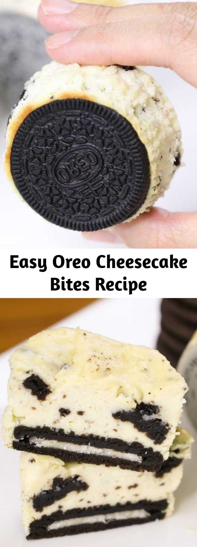 Easy Oreo Cheesecake Bites Recipe - Oreo Cheesecake Bites are creamy and soft mini cheesecakes with a delicious oreo crust at the bottom. They are so easy to make and a guaranteed hit at any parties!