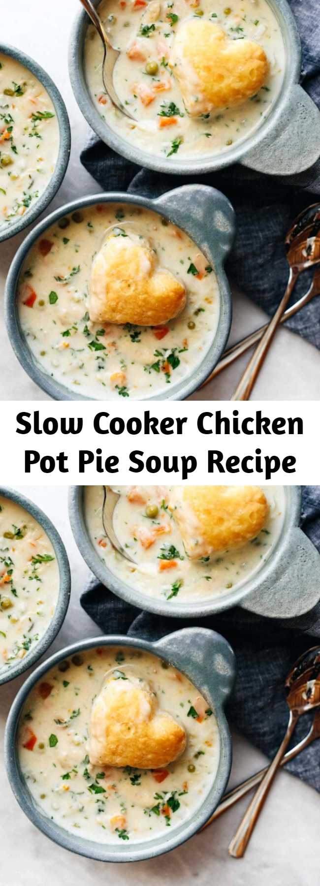 Slow Cooker Chicken Pot Pie Soup Recipe - Slow Cooker Chicken Pot Pie Soup – low maintenance creamy winter comfort food, made from scratch! #chickenpotpie #slowcooker #soup #crockpot #recipe