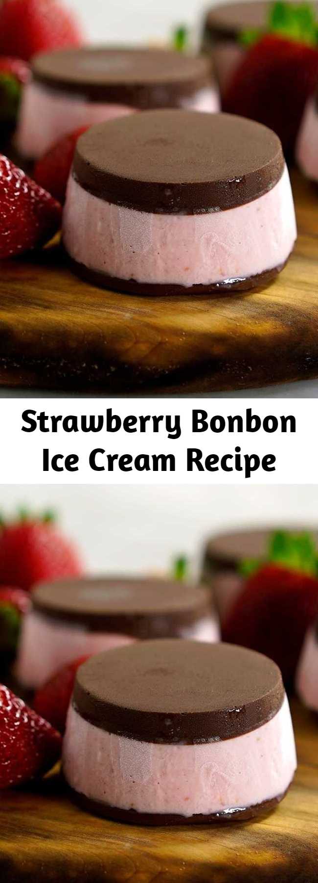 Strawberry Bonbon Ice Cream Recipe - Think of this as rich and fruity strawberry ice cream sandwiched between two incredible chocolate discs.