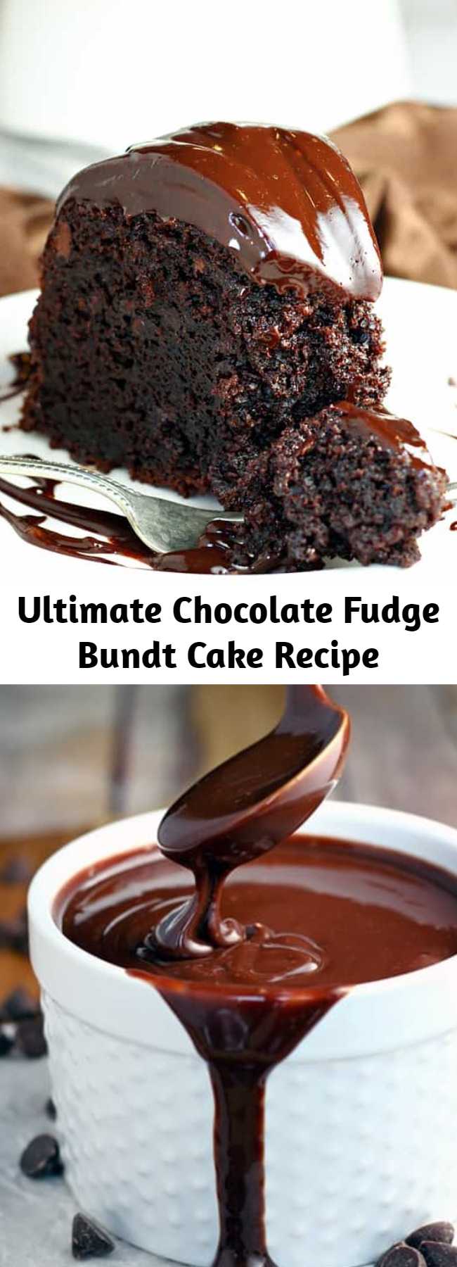 Ultimate Chocolate Fudge Bundt Cake Recipe - This amazing chocolate cake starts with a cake mix and couldn't be easier or more decadent.