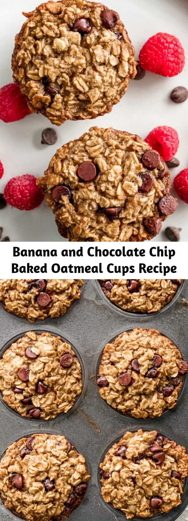Banana and Chocolate Chip Baked Oatmeal Cups Recipe - At just 200 calories and 6 Weight Watcher points, you can meal prep these delicious Banana and Chocolate Chip Oatmeal Cups for breakfast all week!