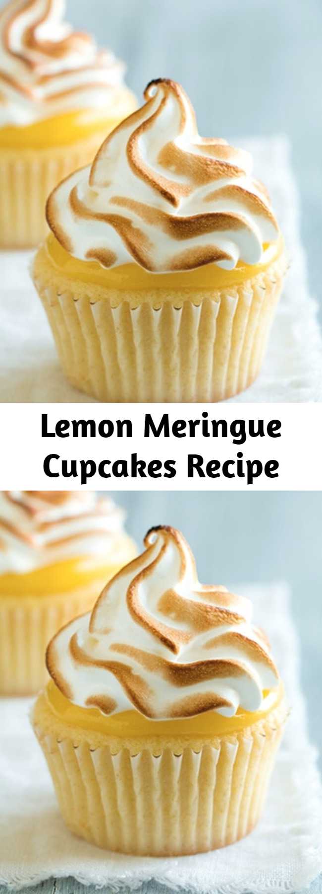 Lemon Meringue Cupcakes Recipe - Lemon meringue pie is such a classic dessert and every classic dessert must be created into a cupcake version right? You get a soft cupcake base, a bright creamy lemon curd, and it’s finish with a light as air meringue topping.