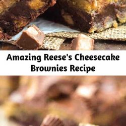 A Reese's Peanut Butter Cup heaven! It's for the ultimate Reese's lover! A fudgy brownie stuffed with Reese's, a creamy peanut butter cheesecake layer and topped with chocolate! These are insanely good!