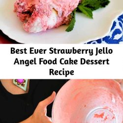 Best Ever Strawberry Jello Angel Food Cake Dessert Recipe This light and fluffy no-bake strawberry cake recipe is a nostalgic dessert that my mom used to make when I was a kid! With store-bought angel food cake, Jello, Cool Whip and frozen strawberries, this easy dessert recipe is great for sharing with family or taking to a party.