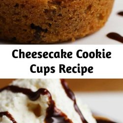 Cookie cups hold a rich cheesecake filling. Impressive, yet ridiculously easy!