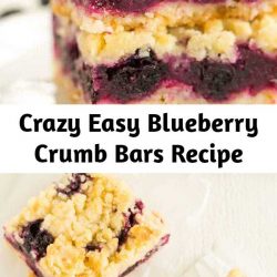Crazy Easy Blueberry Crumb Bars Recipe These blueberry crumb bars are crazy easy to make and could, dare I say, rival your favorite blueberry pie recipe. You can pick them up and eat them on the go, which makes them a perfect dessert for picnics and summer parties! #blueberrycrumbbars #crumbbars #blueberry #summerdessert #dessert