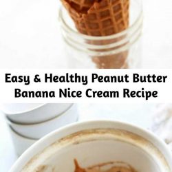 Banana nice cream flavored with peanut butter and chocolate chips is an easy, healthier, vegan and gluten-free ice cream dessert recipe made with real food ingredients. #vegan #nicecream #peanutbutter