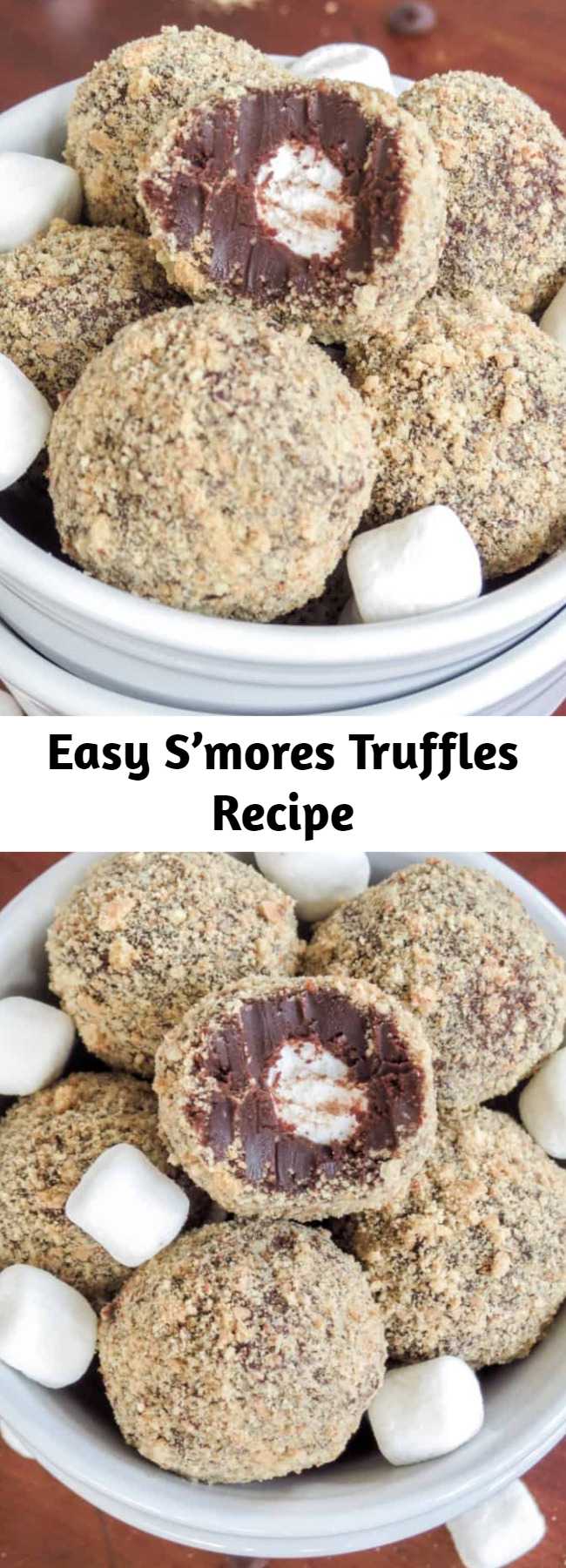 Easy S’mores Truffles Recipe - The chocolate is so creamy, exactly what you would expect from a truffle and the marshmallows stay so soft inside, they’re just perfect. I rolled them in a generous costing of graham cracker crumbs just for good measure. These are bite-sized heaven.