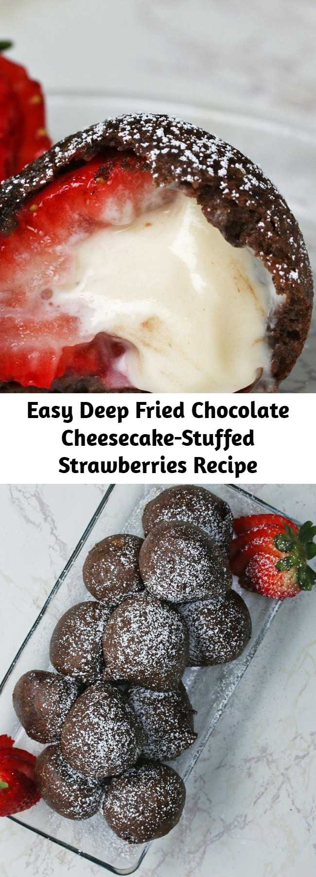 Easy Deep Fried Chocolate Cheesecake-Stuffed Strawberries Recipe