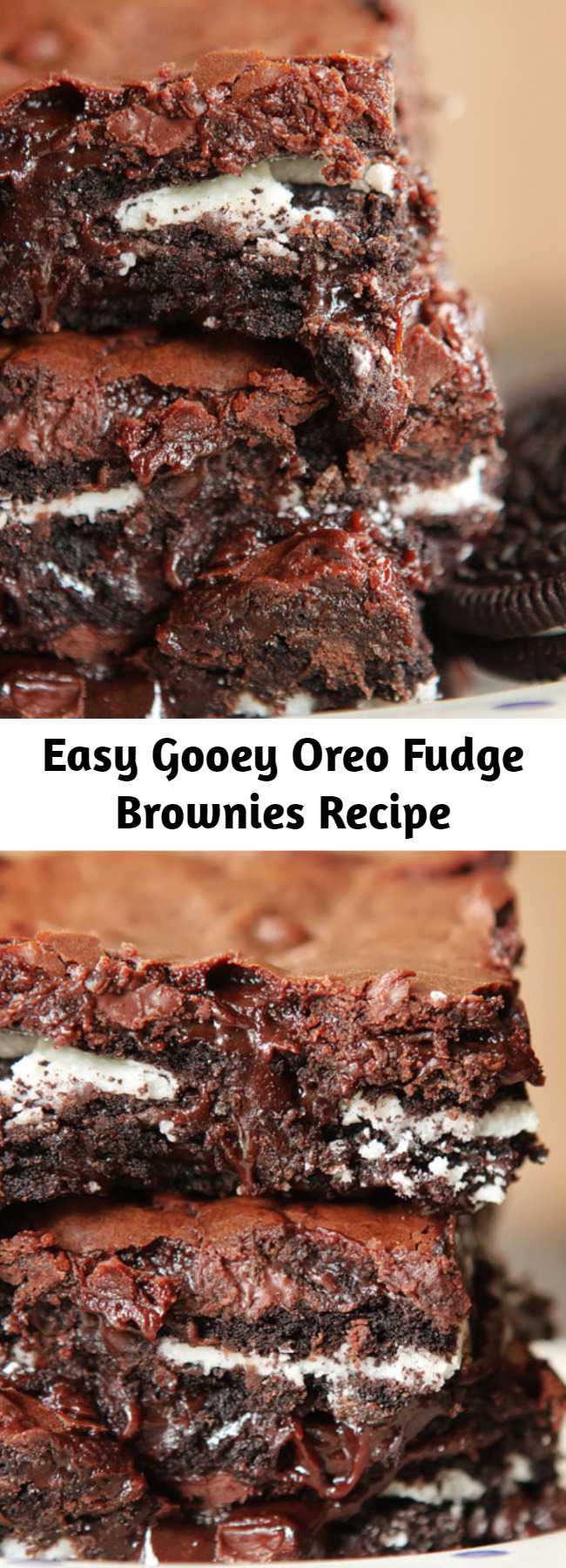 Easy Gooey Oreo Fudge Brownies Recipe - This easy Oreo Fudge Brownies recipe seriously makes the most chewy, fudgy brownies ever! If you love gooey and fudgy brownies, you have to try this trick ASAP.