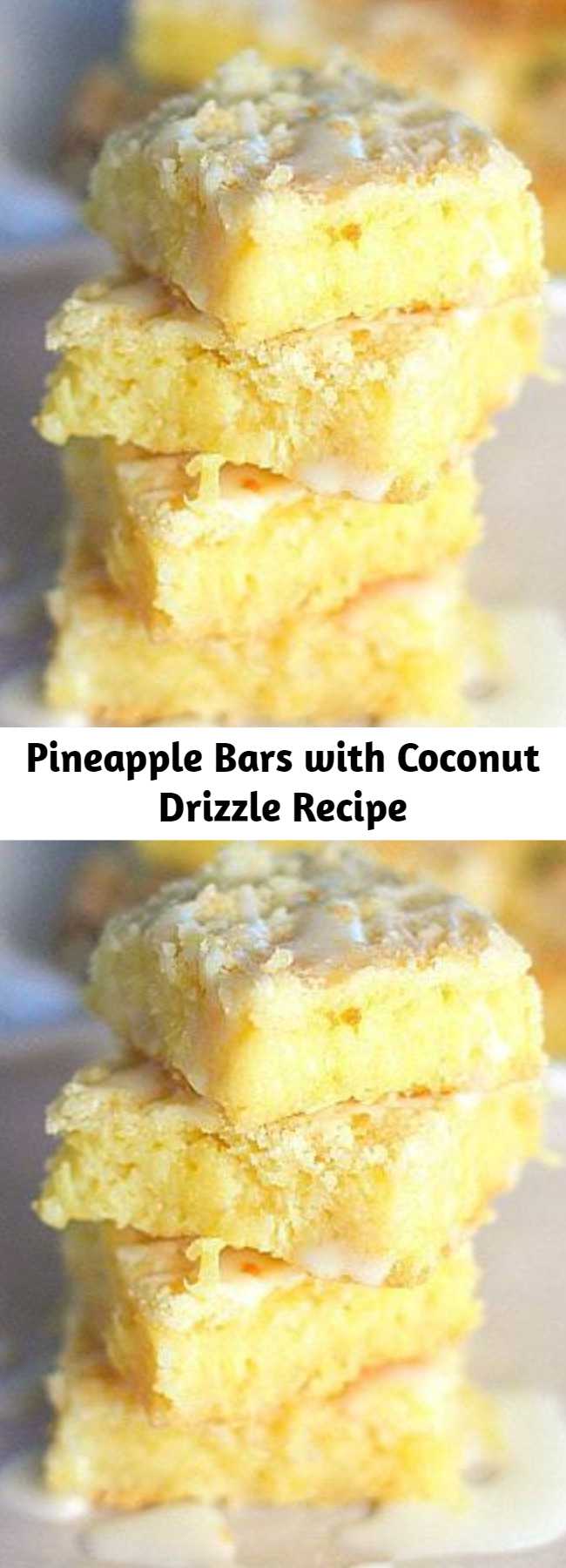 Pineapple Bars with Coconut Drizzle Recipe - Only a few ingredients and super easy to make. I topped with optional Coconut Drizzle...they are good with or without!