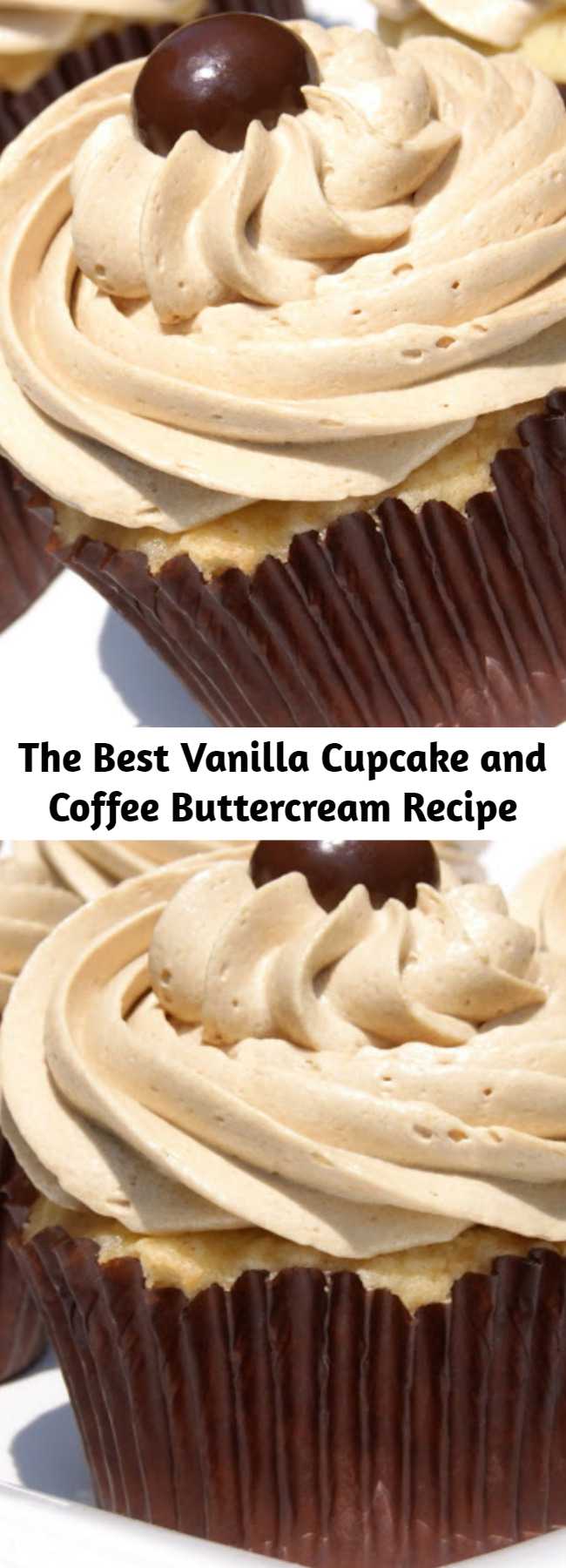 The Best Vanilla Cupcake and Coffee Buttercream Recipe - Fluffy & delicious ~ These are truly the BEST vanilla cupcakes with the BEST coffee buttercream frosting. A double sweet treat, for sure!