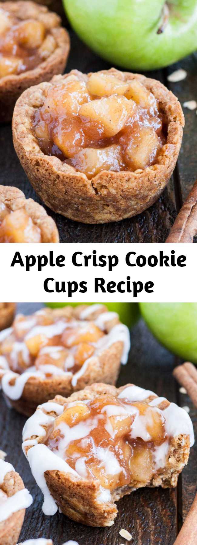 Apple Crisp Cookie Cups Recipe - These Apple Crisp Cookie Cups combine classic oatmeal cookies with homemade apple pie filling for the perfect comfort food.