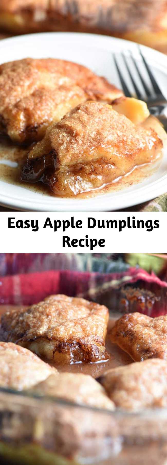 Easy Apple Dumplings Recipe - These Easy Country Apple Dumplings are soft and gooey on the bottom, but crispy on top, and they taste like apple pie. So easy and ridiculously good. Plus the house smells amazing while they bake!