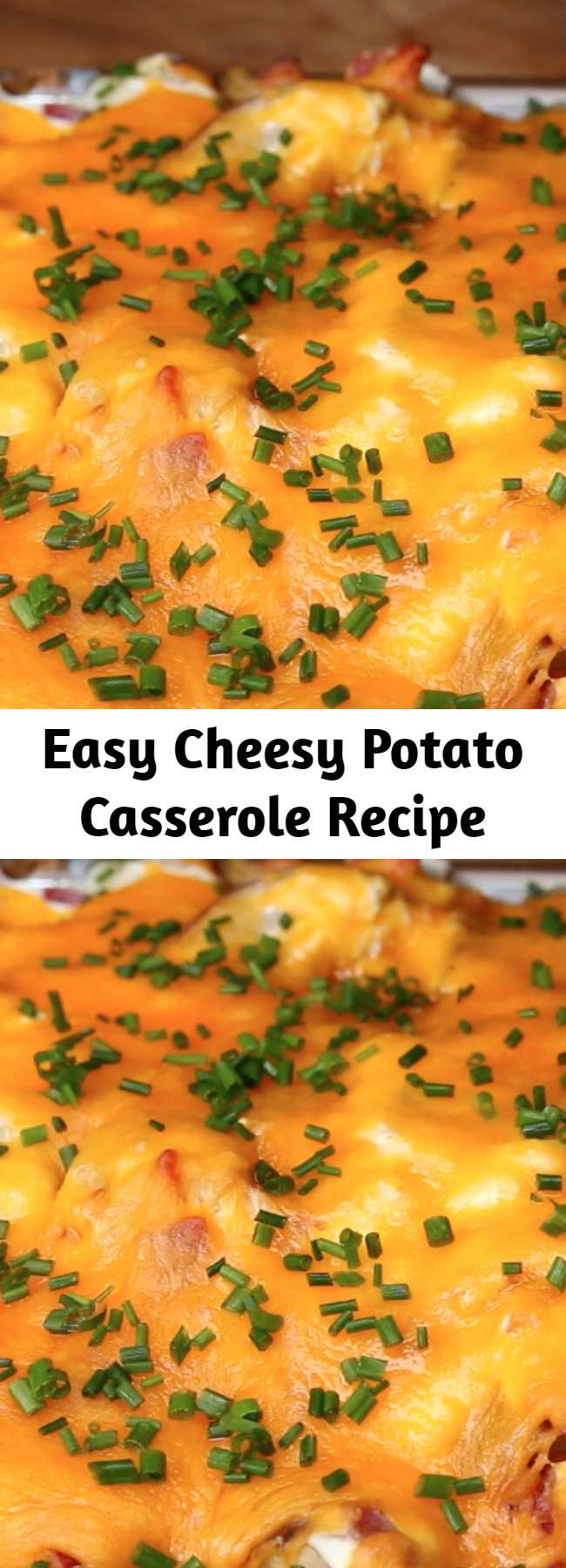 Easy Cheesy Potato Casserole Recipe - This cheesy potato casserole is the perfect way to feed a family of picky eaters. With all of the components of beloved loaded potato skins (like bacon, sour cream, and cheese), it’s practically impossible for anyone to dislike this casserole. It’s make-ahead friendly, filling, and easily made vegetarian by omitting the bacon. If you’re looking for the ultimate weeknight casserole, this is your recipe.