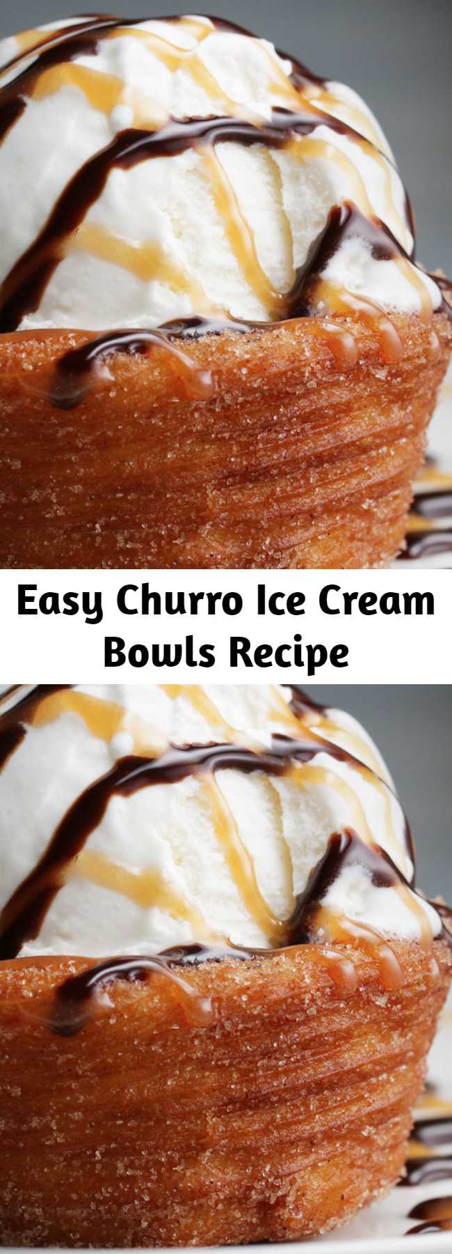 Easy Churro Ice Cream Bowls Recipe - Add a lot of cooking spray to the pan! Also make sure the churro dough is completely frozen! This was so good! Try it with horchata ice cream 🍨😋