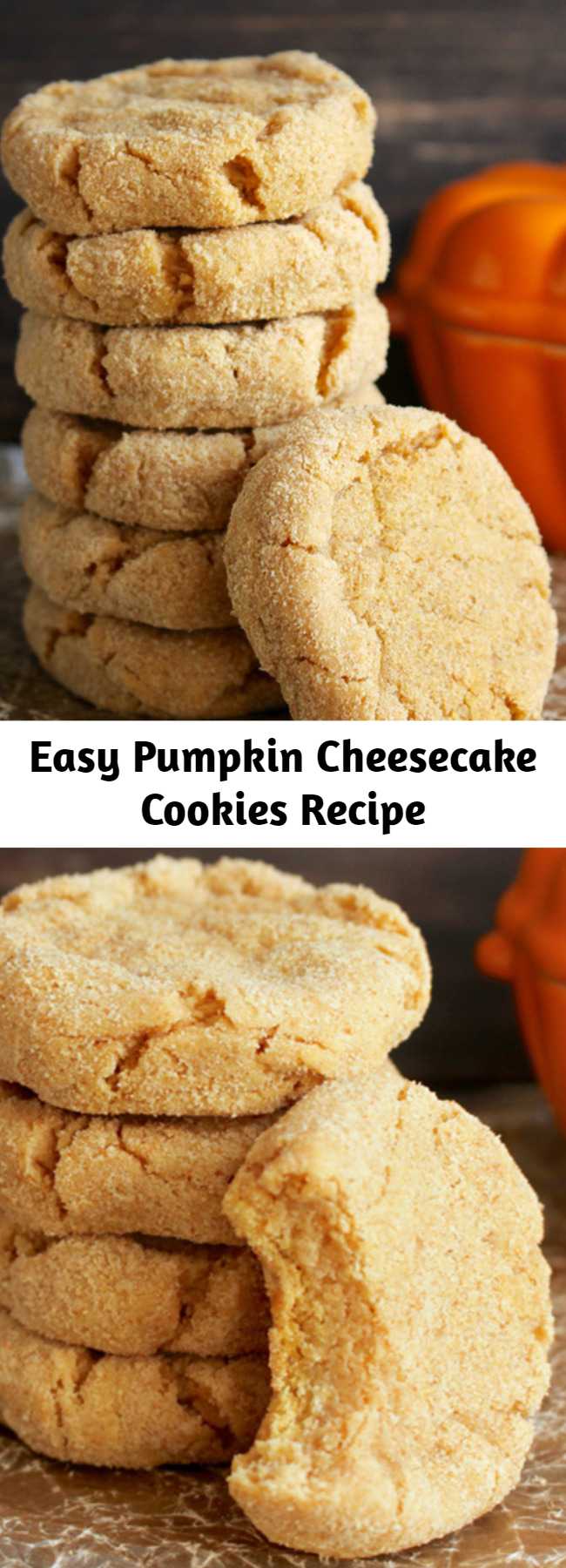 Easy Pumpkin Cheesecake Cookies Recipe - These Pumpkin Cheesecake Cookies are quick to make and will please any pumpkin lover. A soft creamy center with a graham cracker coating- these are the perfect treat!
