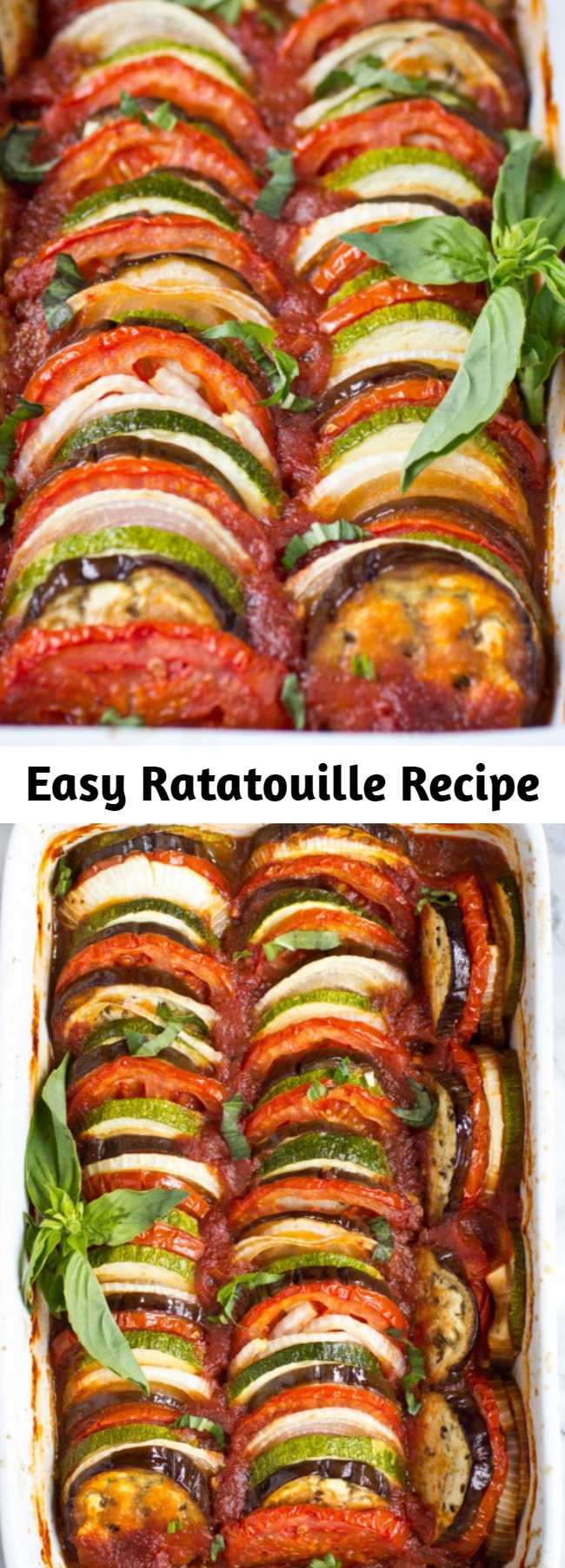 Easy Ratatouille Recipe - This Ratatouille recipe comes together quickly for a fresh weeknight dinner. Plus, it's suitable for gluten free, paleo and vegan diets! It’s a light & fresh dish. Plus, it freezes well – so go ahead and make a double batch! #ratatouille #glutenfreesavory #paleomeals #whole30dinner #whole30sidedish #ketodinnerrecipe #vegetarianeasyrecipes