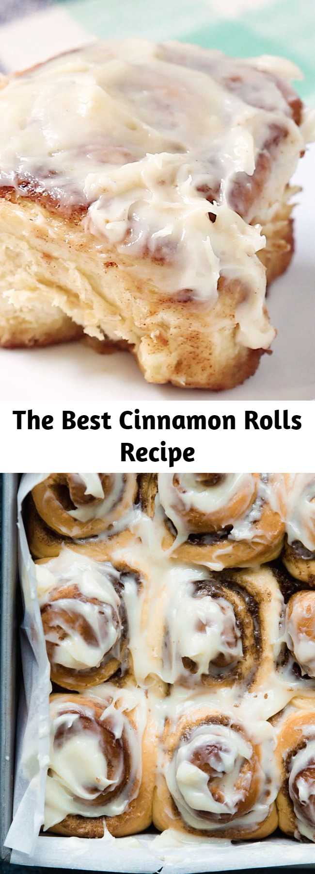 The Best Cinnamon Rolls Recipe - The BEST cinnamon rolls in the WORLD. Big, fluffy, soft and absolutely delicious. You’ll never go back to any other recipe once you try this one! This cinnamon roll recipe includes options to make them overnight or ahead of time and even freeze them.