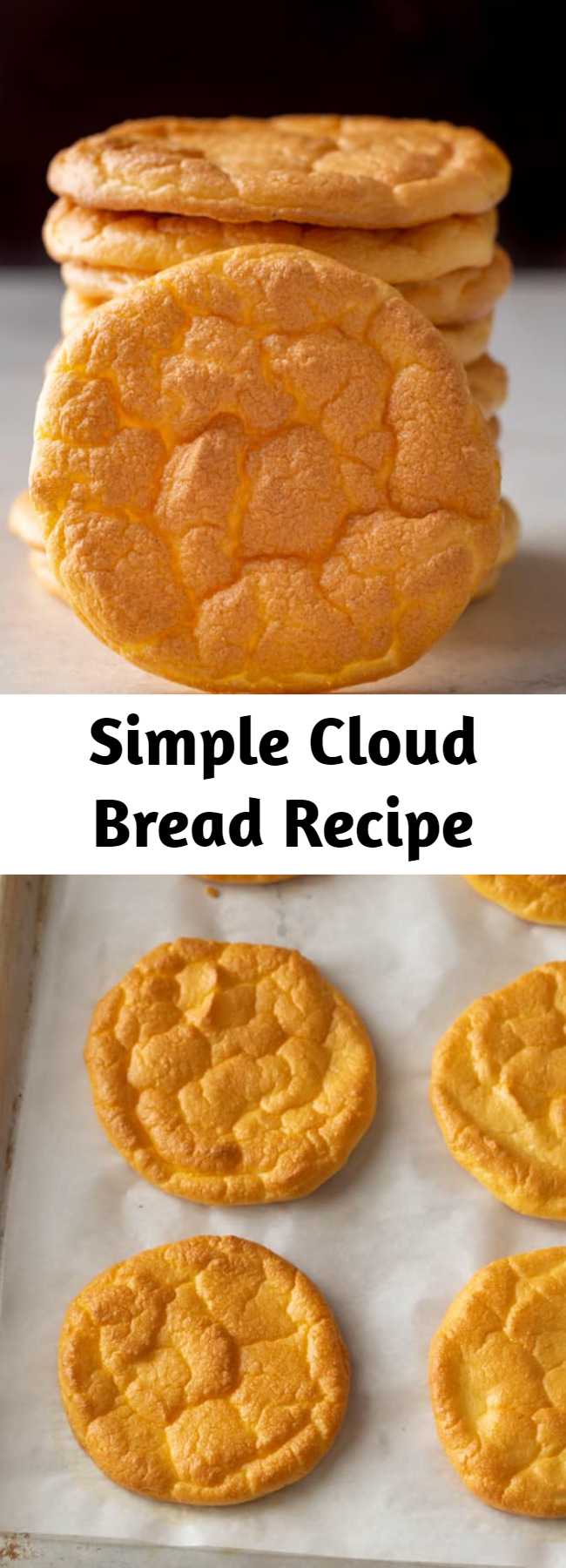 Simple Cloud Bread Recipe - This simple cloud bread recipe is a low carb, keto friendly option that is light, fluffy, and great for sandwiches. #bread #baking #lowcarb #keto #glutenfree