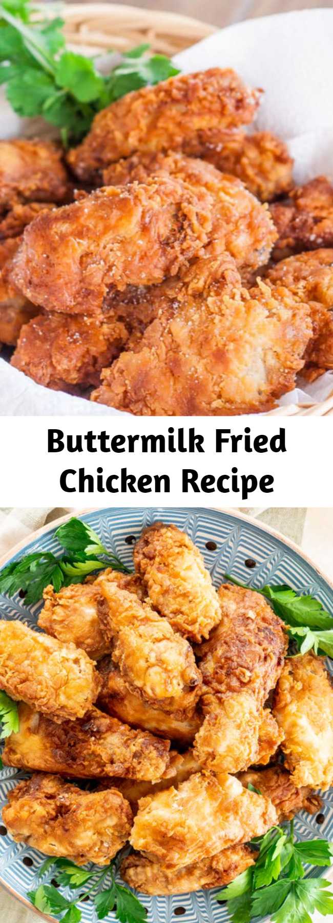 Buttermilk Fried Chicken Recipe - This is the BEST EVER Buttermilk Fried Chicken! Super juicy and tender on the inside yet crispy on the outside and bursting with flavor! Perfect for lunch or dinner and served with a side salad.