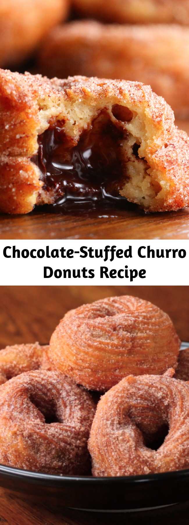 Chocolate-Stuffed Churro Donuts Recipe - This is a super cool recipe. Super fun and delicious 😋