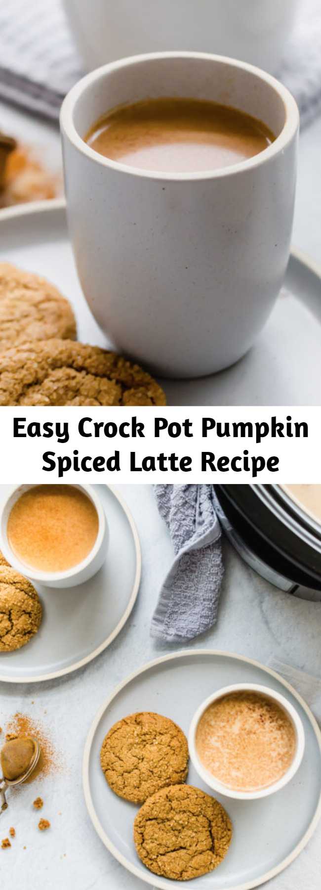 Easy Crock Pot Pumpkin Spiced Latte Recipe - This homemade Crock Pot Pumpkin Spice Latte is EASY to make and is my go-to drink when entertaining in the fall or winter. It’s made with REAL ingredients from your pantry and everyone loves it and is amazed that it’s made in a slow cooker.