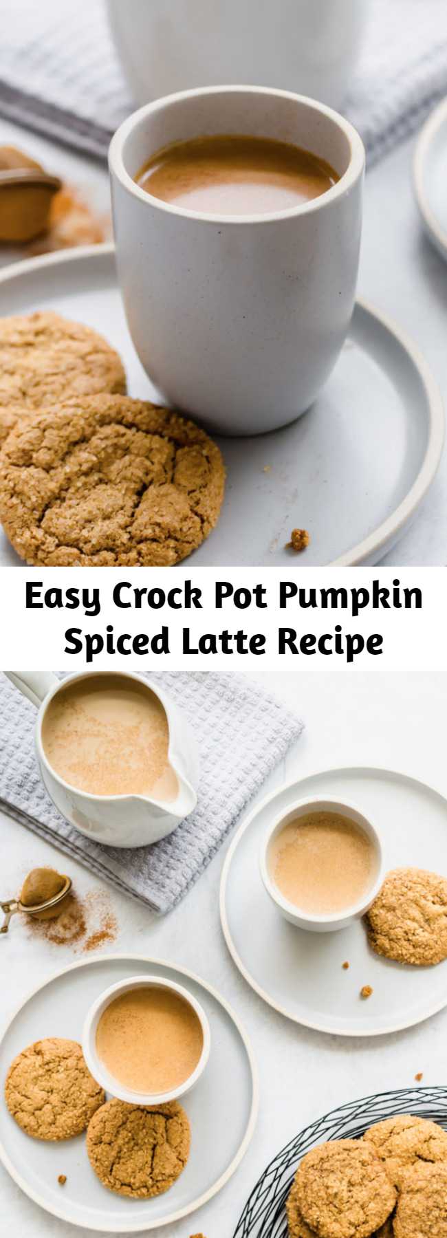 Easy Crock Pot Pumpkin Spiced Latte Recipe - This homemade Crock Pot Pumpkin Spice Latte is EASY to make and is my go-to drink when entertaining in the fall or winter. It’s made with REAL ingredients from your pantry and everyone loves it and is amazed that it’s made in a slow cooker.