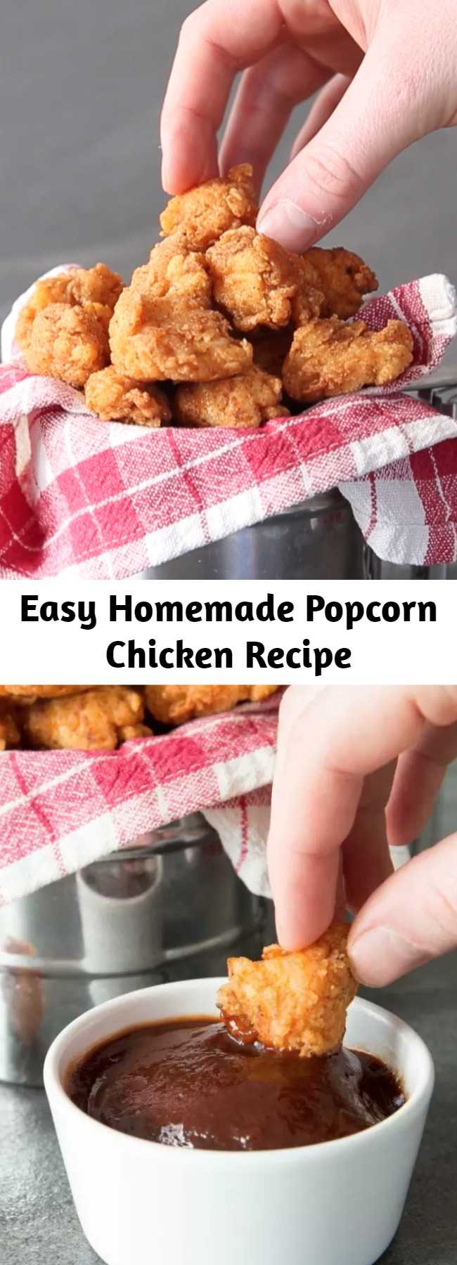 Easy Homemade Popcorn Chicken Recipe - Homemade Popcorn Chicken couldn't be easier to make! The key is marinating in buttermilk for that crispy, flaky finish. But warning, these are incredibly moreish!! #popcornchicken #chicken #kfc #gameday #snack #appetizers