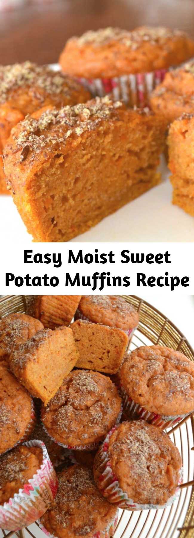 Easy Moist Sweet Potato Muffins Recipe - These sweet potato muffins are extremely moist, packed with nutrients, and DELICIOUS! You can feel good about feeding them to your family for breakfast or for a snack.