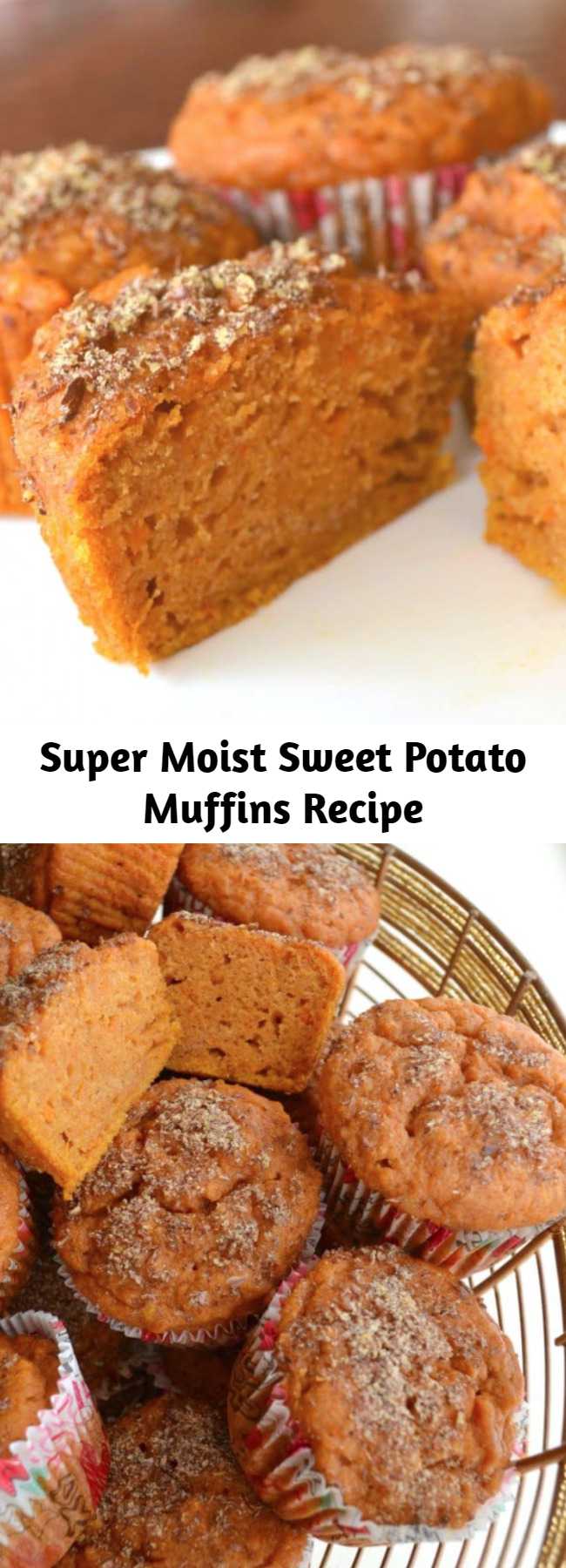 Super Moist Sweet Potato Muffins Recipe - These sweet potato muffins are extremely moist, packed with nutrients, and DELICIOUS! You can feel good about feeding them to your family for breakfast or for a snack.