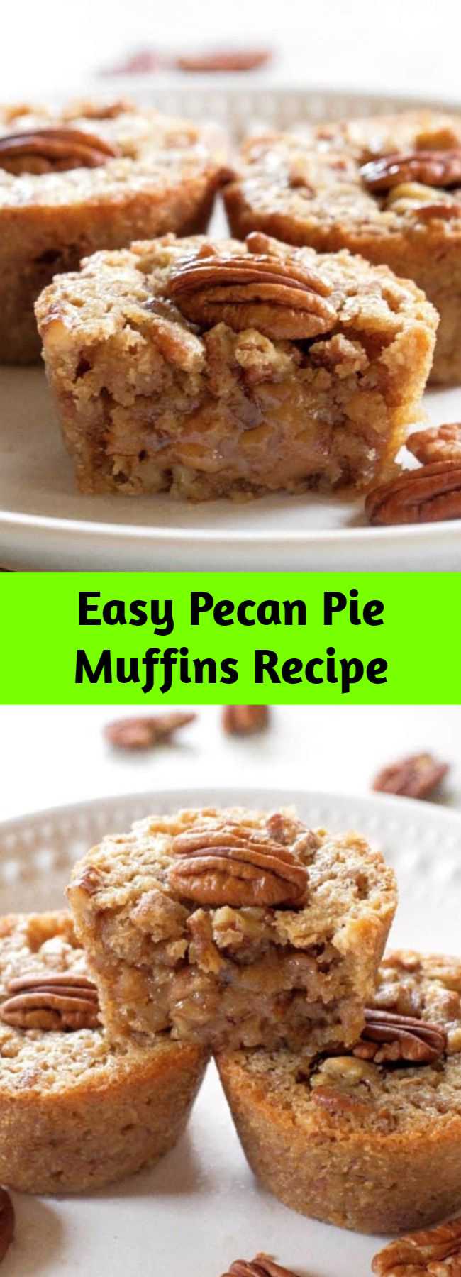 Easy Pecan Pie Muffins Recipe - These Pecan Pie Muffins are a mix between a pie and a muffin. They have a muffin texture with a soft gooey inside like a mini Southern pecan pie. This recipe is one of the highest used recipes during the fall especially for Thanksgiving!