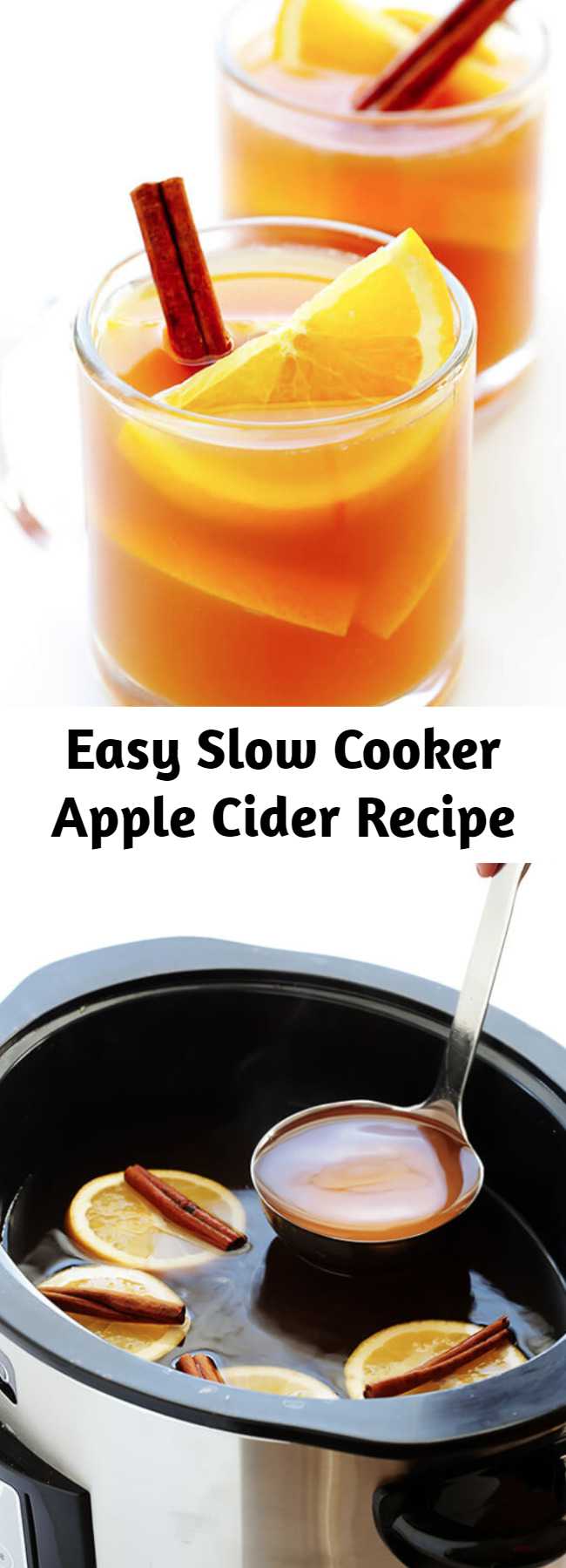 Easy Slow Cooker Apple Cider Recipe - This Slow Cooker Apple Cider recipe is easy to make from scratch, and full of the best sweet cinnamon apple flavors!