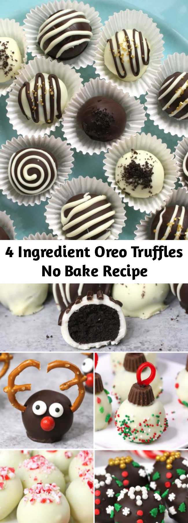 4 Ingredient Oreo Truffles No Bake Recipe - These Oreo Truffles are mouthwatering bite-size treat everyone will love! These homemade oreo balls are coated in chocolate and decorated with sprinkles and drizzle for a stunning presentation. Perfect for a party and also as fun DIY gifts.