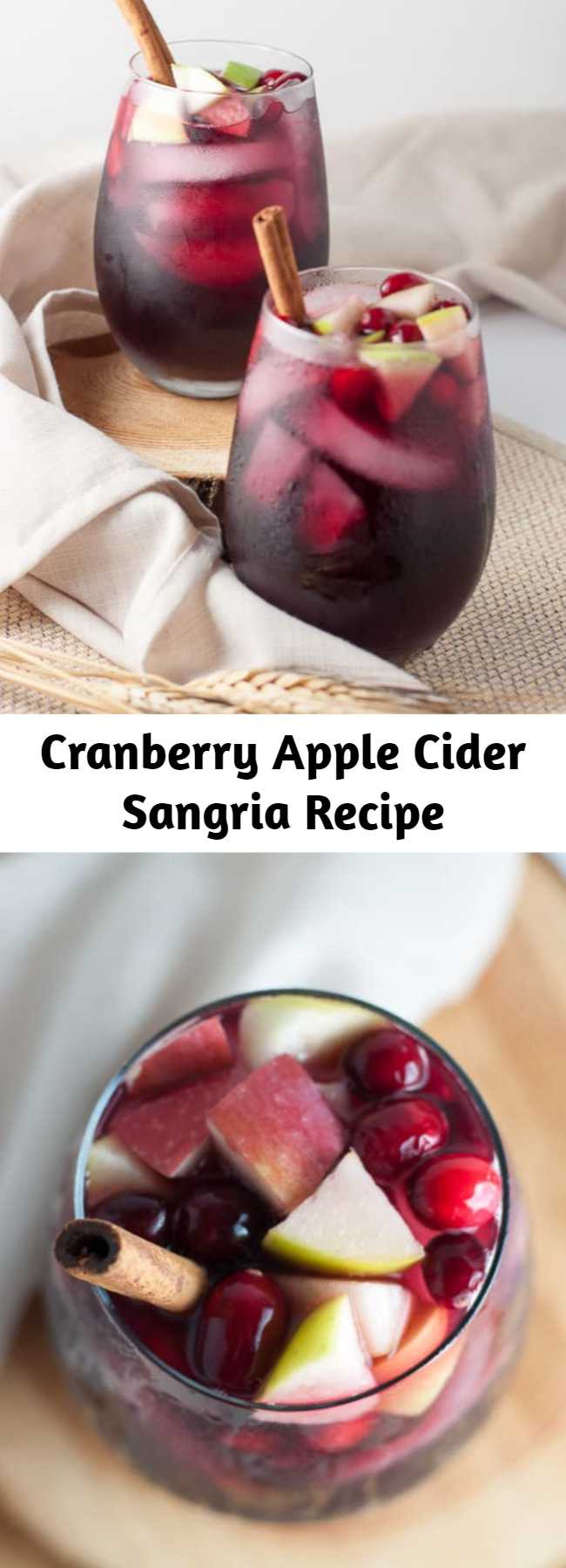 Cranberry Apple Cider Sangria Recipe - A simple recipe for Cranberry Apple Cider Sangria, made with red wine, orange liqueur, fresh cranberry juice and soft cider. Perfect for celebrating fall and winter!