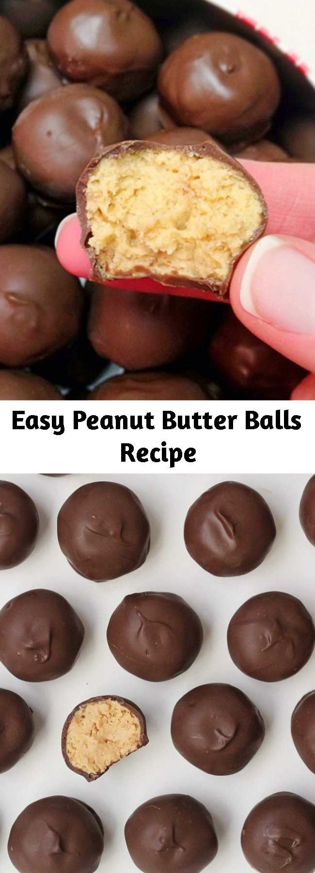 Easy Peanut Butter Balls Recipe - These peanut butter balls are a huge hit! They're no bake, easy to make, and require only 5 ingredients!