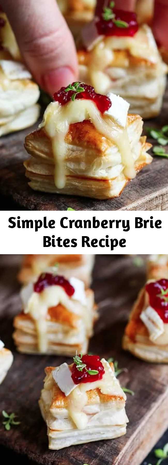 Simple Cranberry Brie Bites Recipe - The Cranberry Brie Bites are a simple appetizer or party snack. These Cranberry and Brie Bites always gets polished off in minutes! Super easy to make, Five ingredients in the oven and ready in 21 minutes! - that's my kind of recipe.